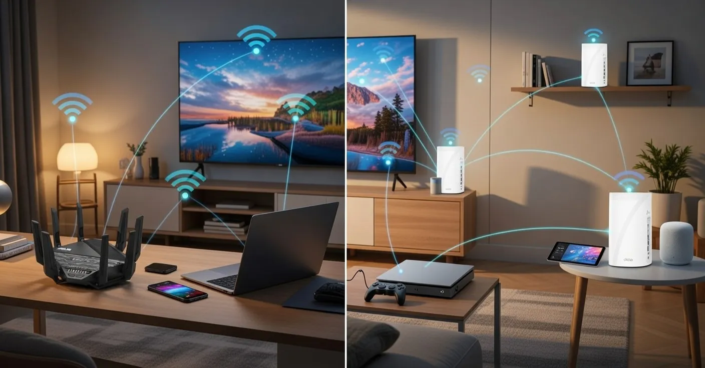Roteador Wi-Fi 7 vs Mesh Wi-Fi 7: comparação para casa grande e muitos dispositivos