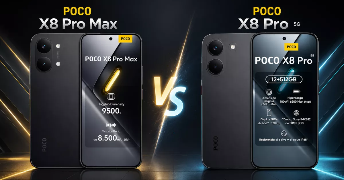 Qual é a diferença entre o POCO X8 Pro e o Poco X8 Pro Max?