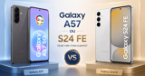 Galaxy A57 é melhor que S24 FE? Comparação mostra onde cada Samsung leva vantagem