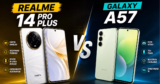 Realme 14 Pro Plus vs Galaxy A57: Qual vale mais a pena para trabalhar e estudar?